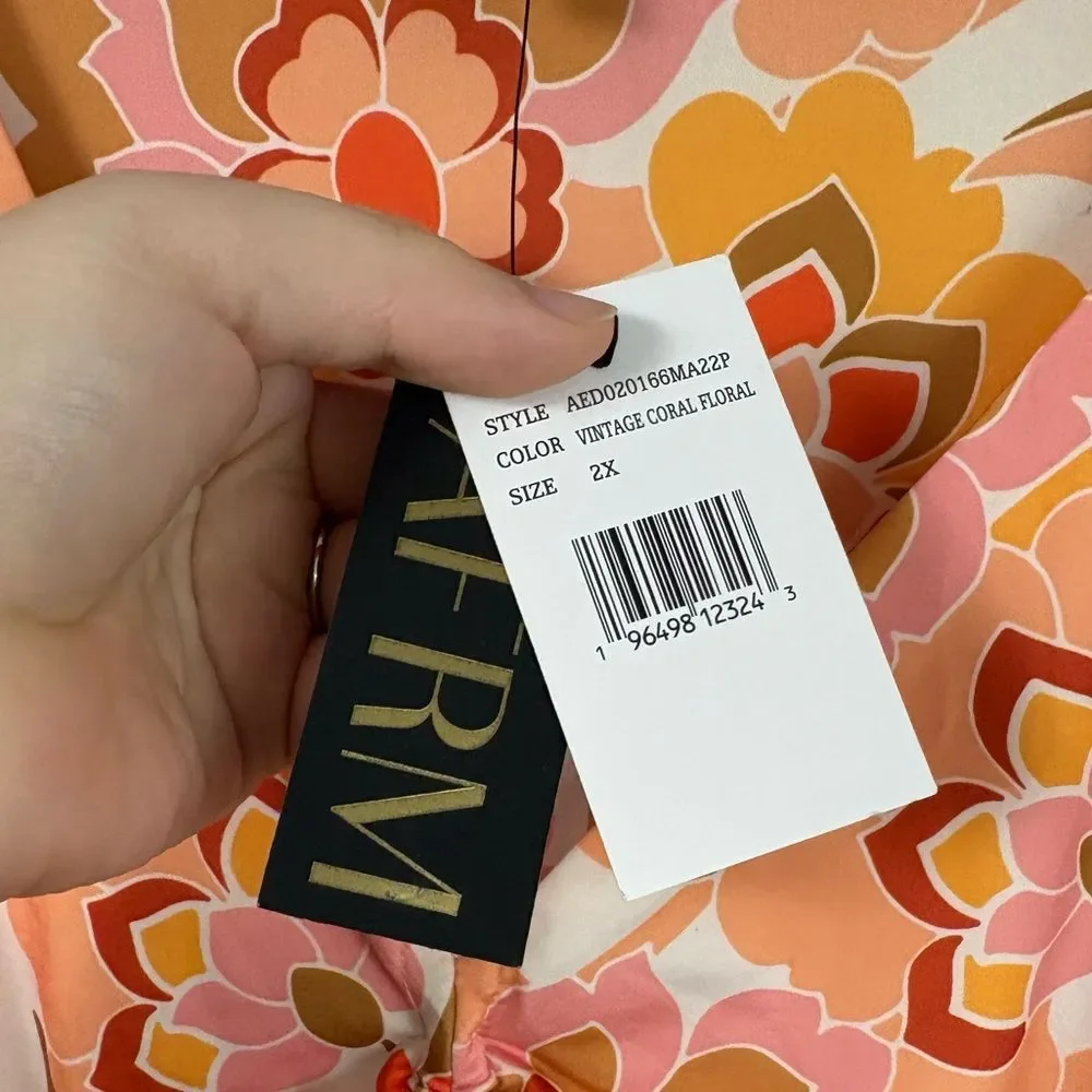 NWT AFRM Anthropologie Lizette Coral Floral Cutout Slinky Maxi Dress 2X Boho